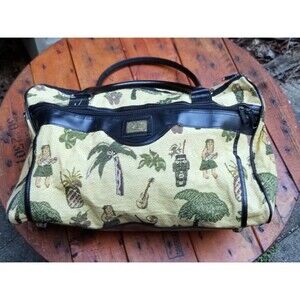 Pioneer Express Honolulu Hawaii Tiki Luau Tapestry Print Travel Bag 18"x12"x8"